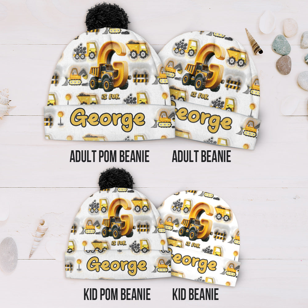 Lettre de l'alphabet de la construction - Bonnet enfant personnalisé