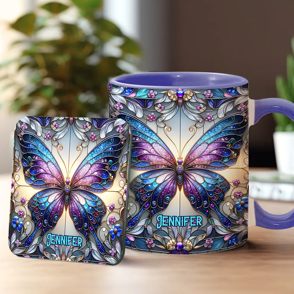 Beautiful Butterfly - Personalized Butterfly Accent Mug