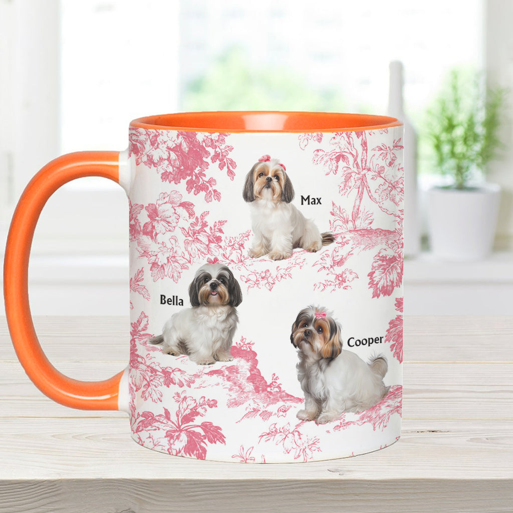 Mug personnalisé avec photo de chien et motif Toile de Jouy