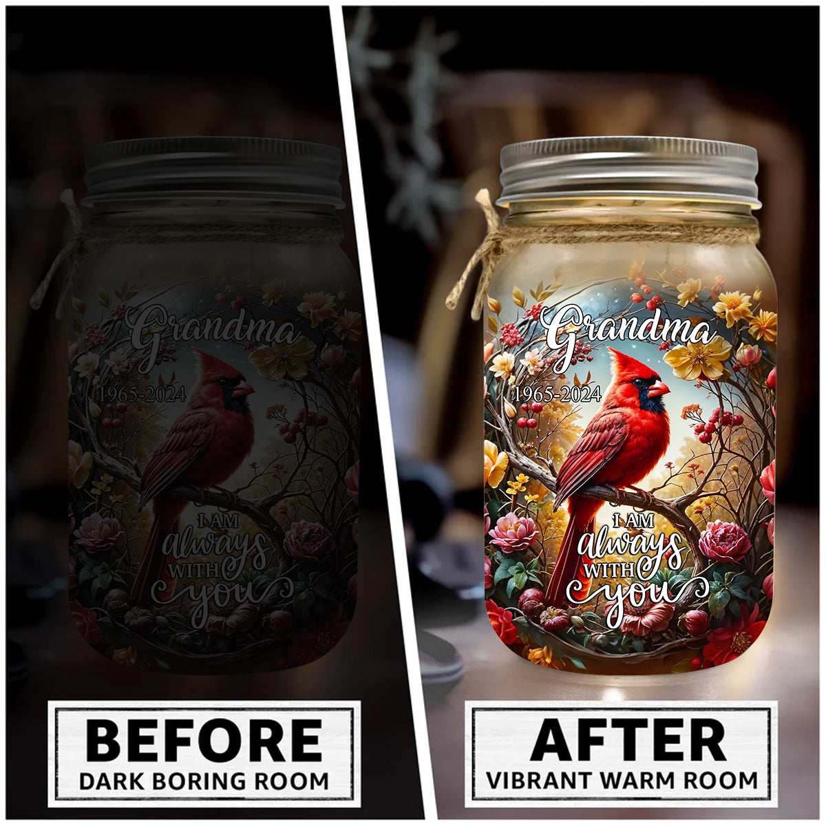 Angel's Whisper - Personalized Memorial Mason Jar Light