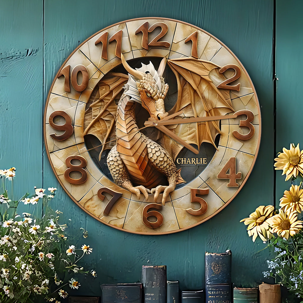 Horloge murale personnalisée Dragon d'or