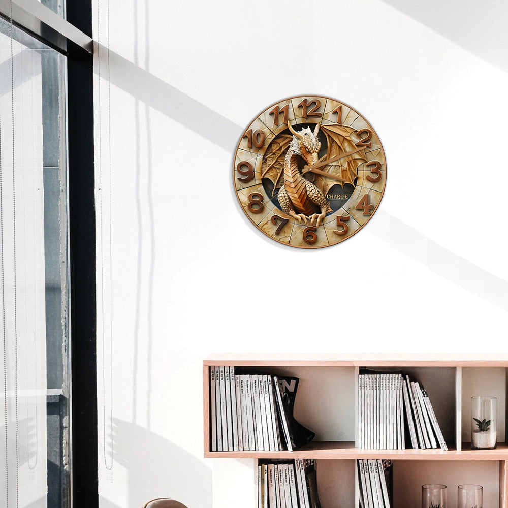 Horloge murale personnalisée Dragon d'or