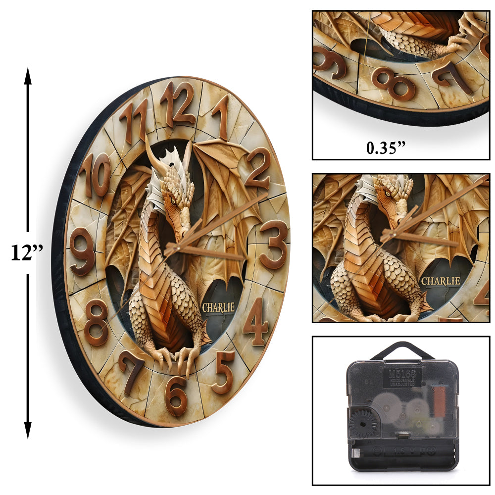 Horloge murale personnalisée Dragon d'or