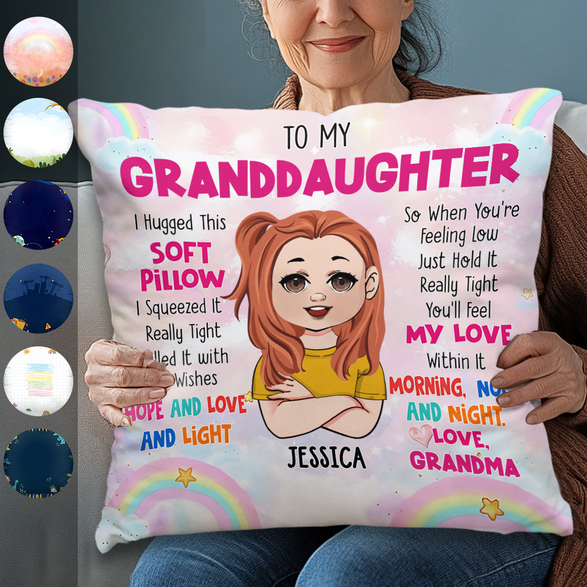 À mes petits-enfants - Coussin décoratif personnalisé pour enfants