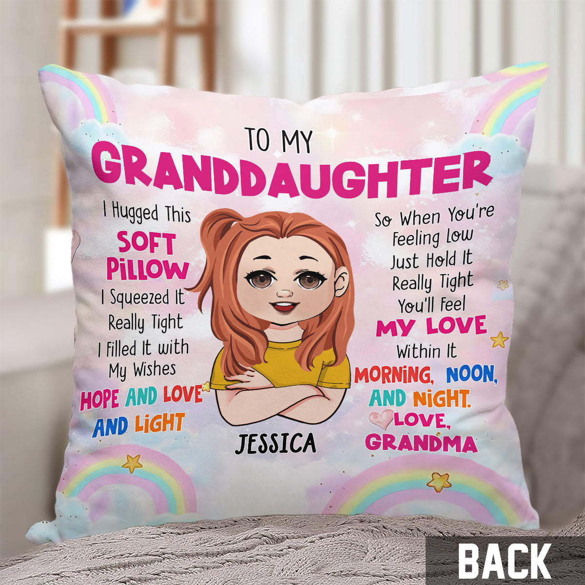 À mes petits-enfants - Coussin décoratif personnalisé pour enfants