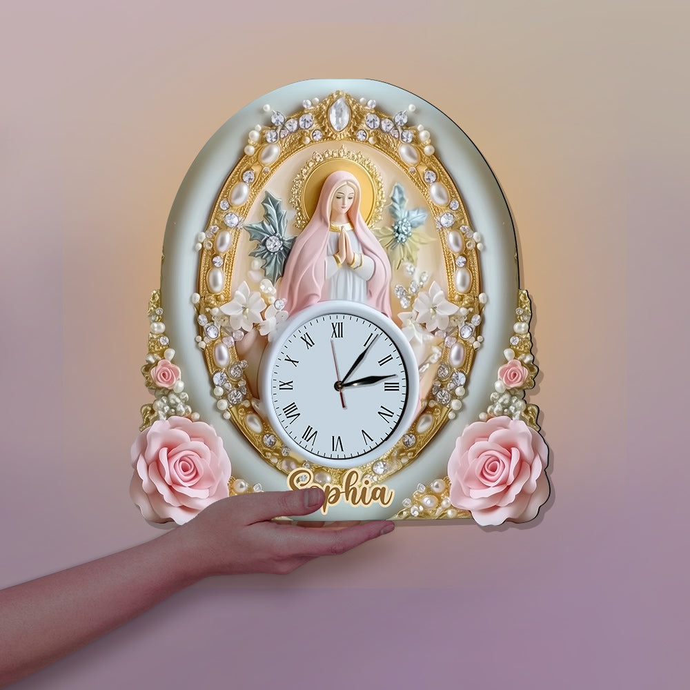 Croyant - Horloge murale lumineuse LED chrétienne personnalisée