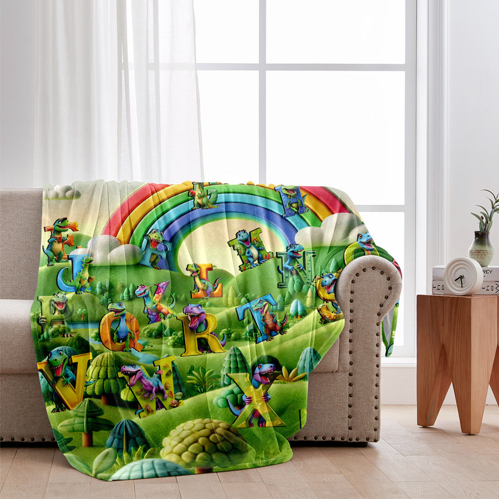 Dinosaurier-Alphabet – Personalisierte Kinderdecke