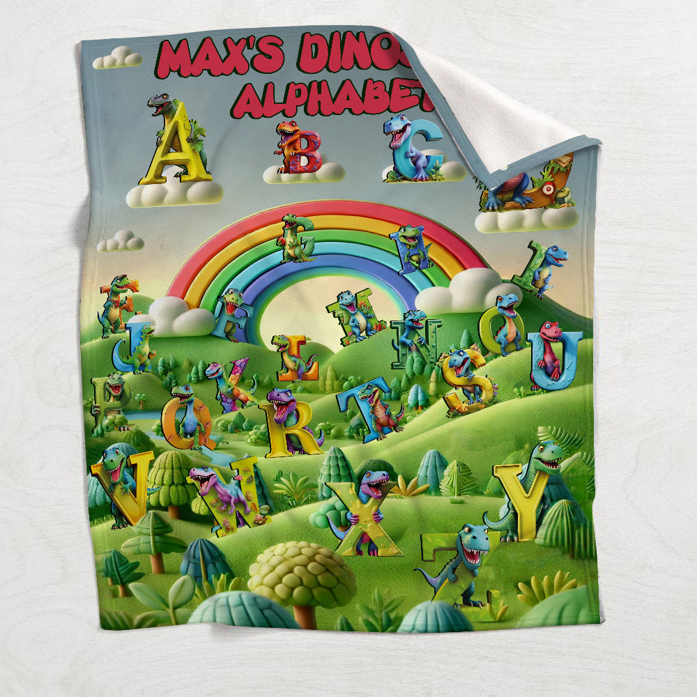 Dinosaurier-Alphabet – Personalisierte Kinderdecke