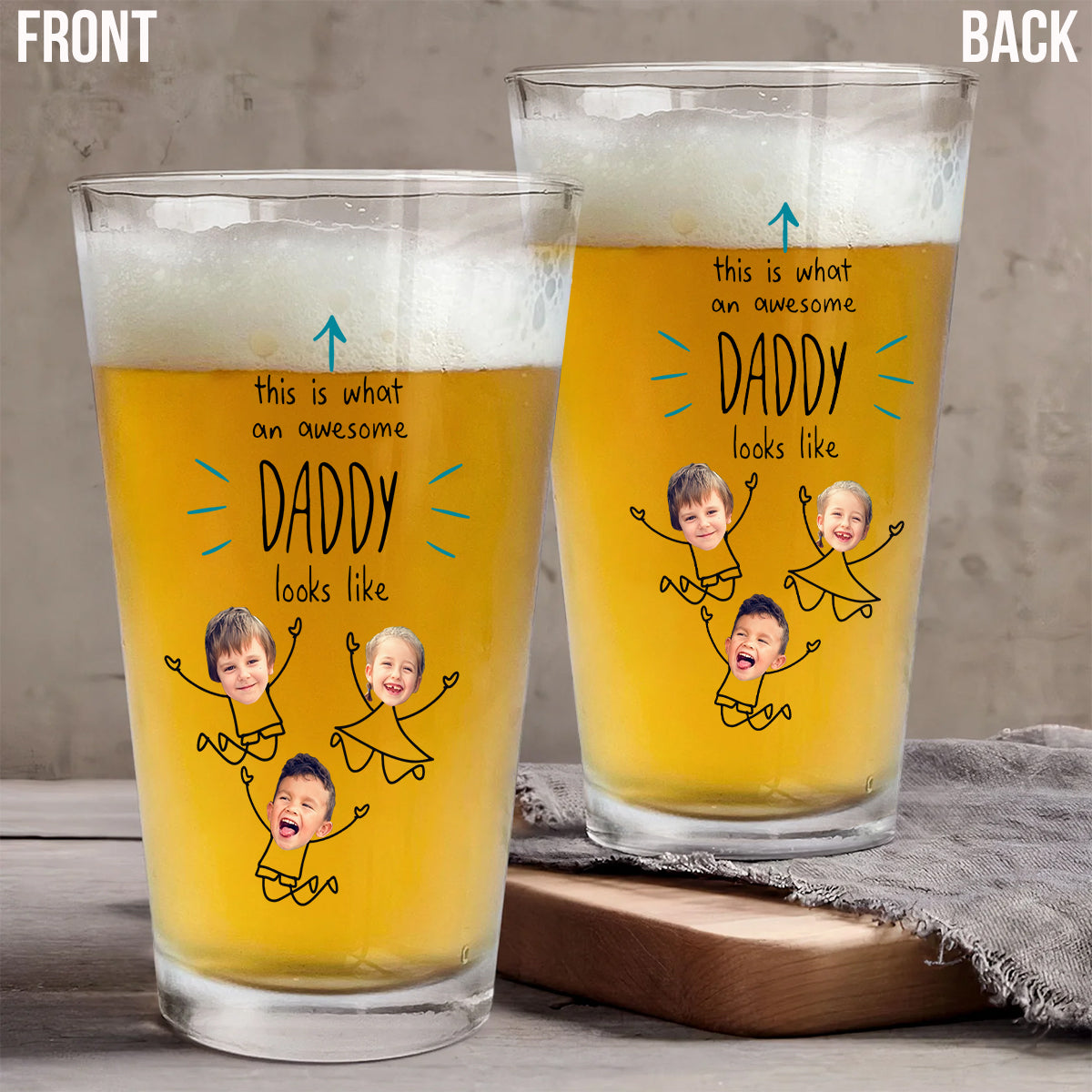 This Is What An Awesome Daddy Looks Like - Personalized Father Beer Glass