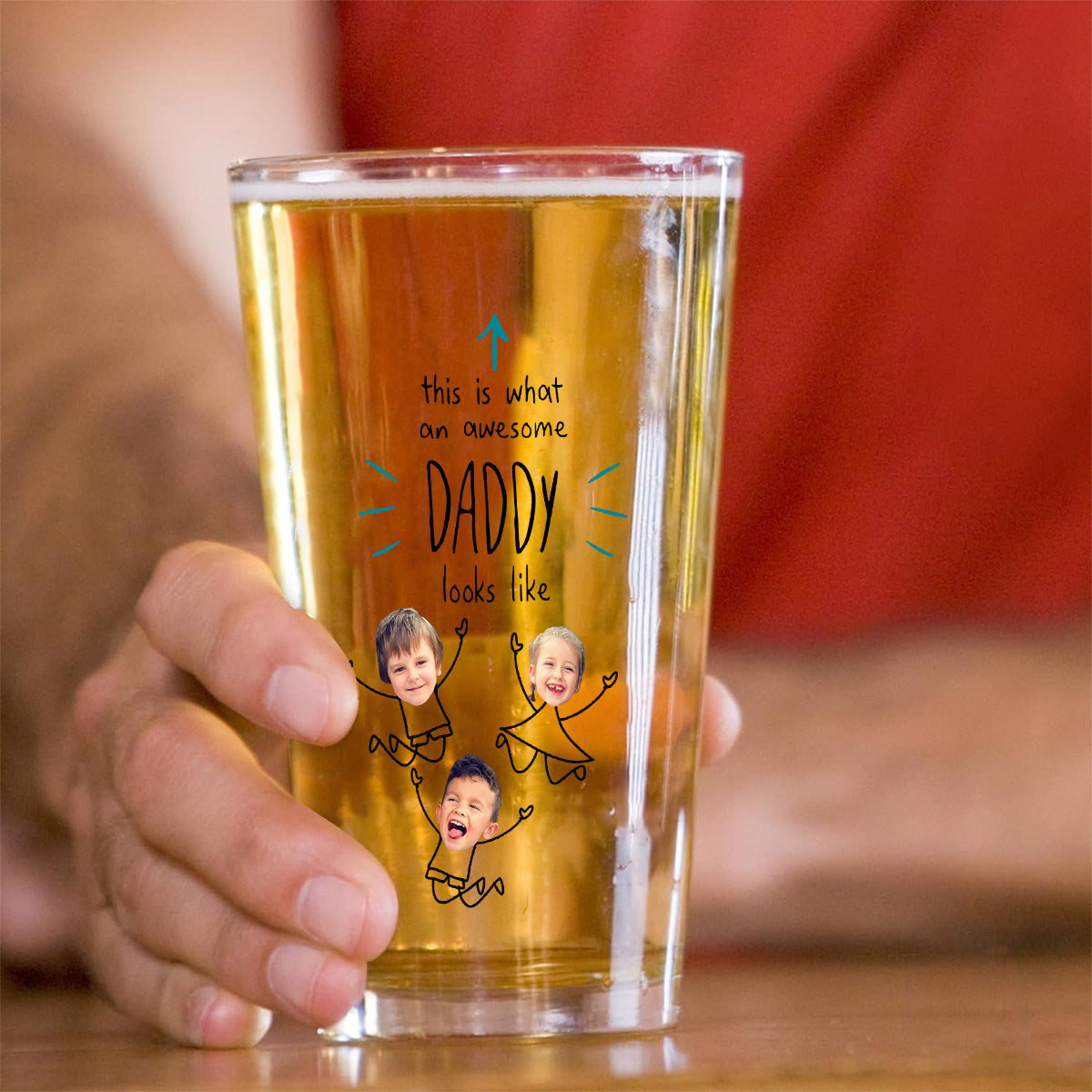 This Is What An Awesome Daddy Looks Like - Personalized Father Beer Glass