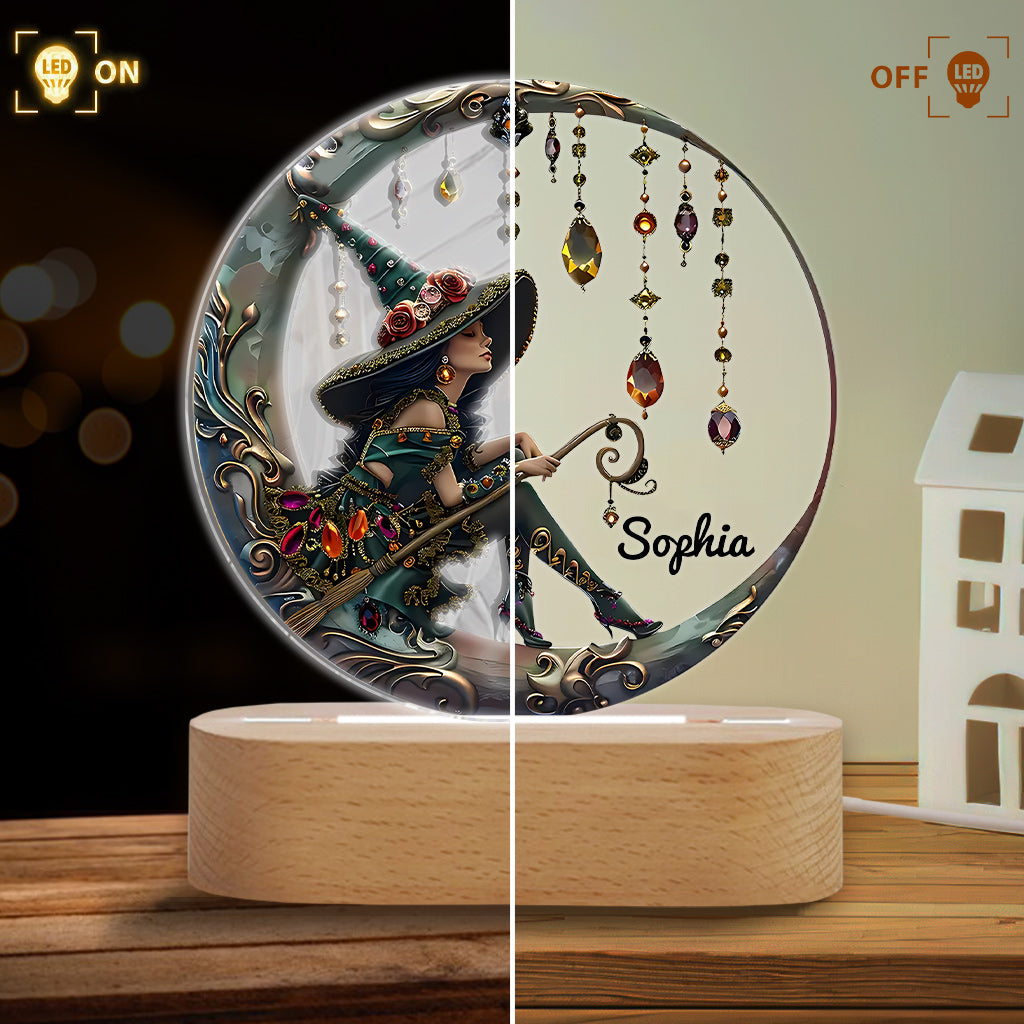 Beautiful Witch - Personalized Witch Shaped Plaque Light Base