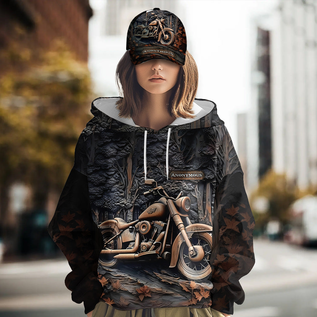 Zeit zum Radfahren – Personalisierter Biker-Hoodie mit Allover-Print & Klassische Kappe