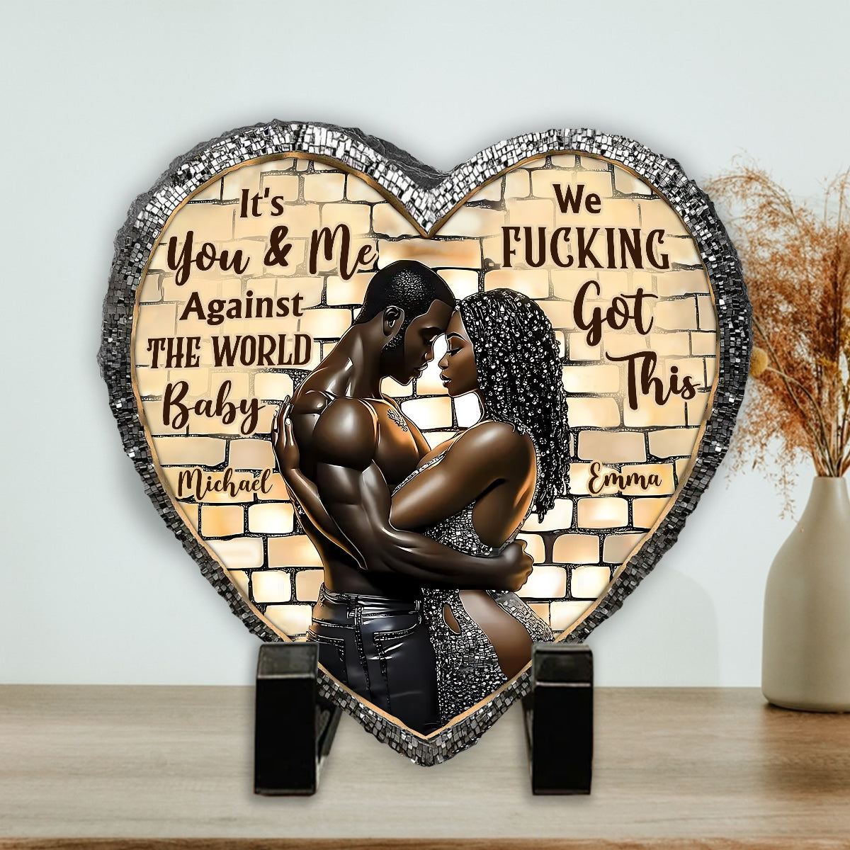 It's You & Me - Personalized Couple Heart Shaped Stone