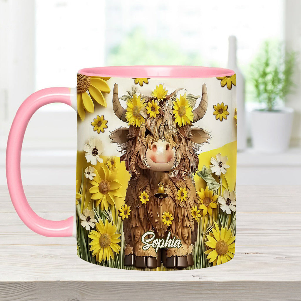 Niedliche Hochlandkuh - Personalisierte Tasse
