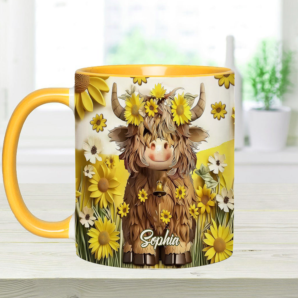 Niedliche Hochlandkuh - Personalisierte Tasse