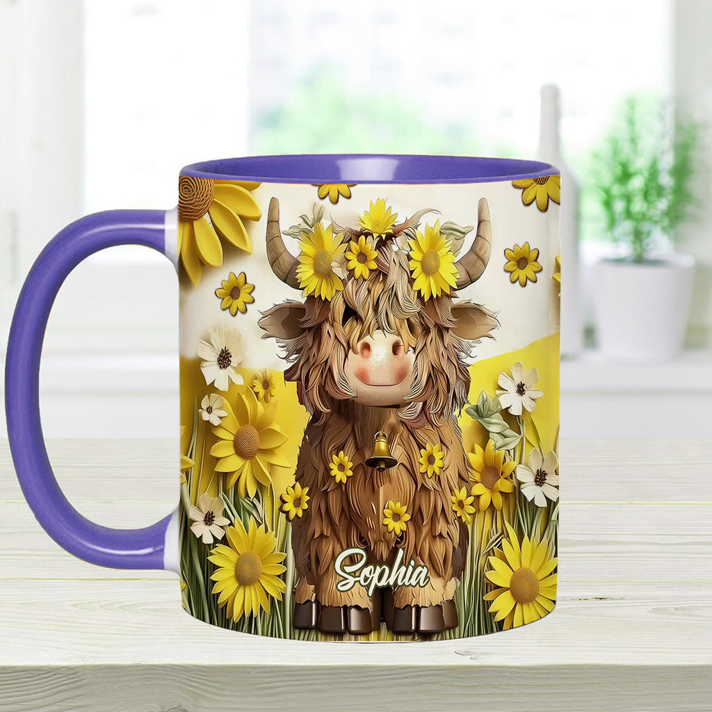 Niedliche Hochlandkuh - Personalisierte Tasse