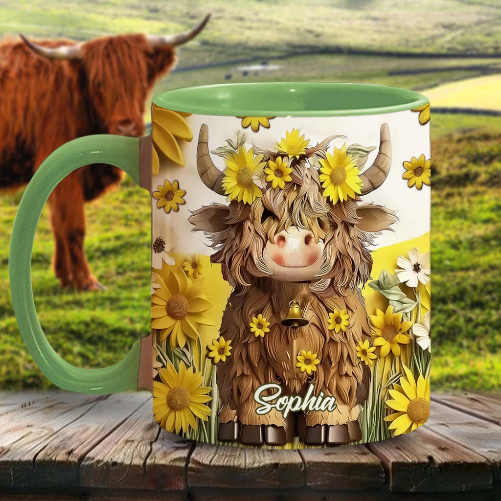 Niedliche Hochlandkuh - Personalisierte Tasse