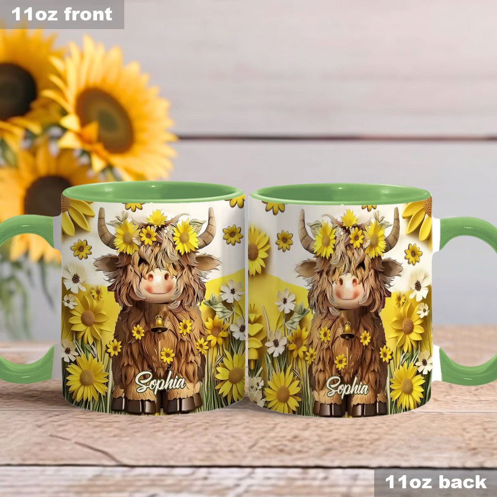 Niedliche Hochlandkuh - Personalisierte Tasse