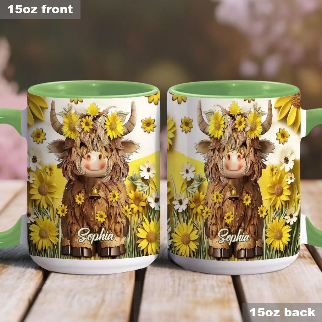 Niedliche Hochlandkuh - Personalisierte Tasse