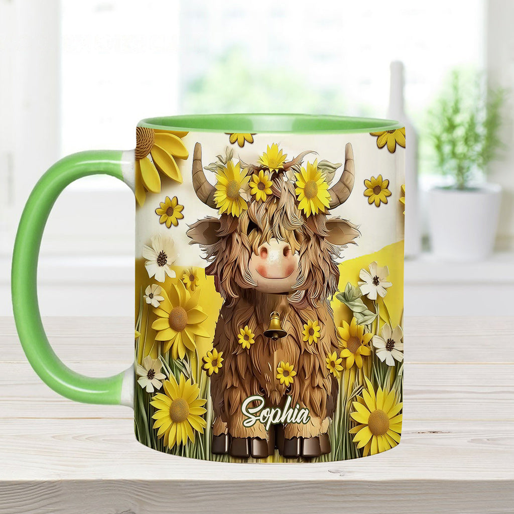 Niedliche Hochlandkuh - Personalisierte Tasse