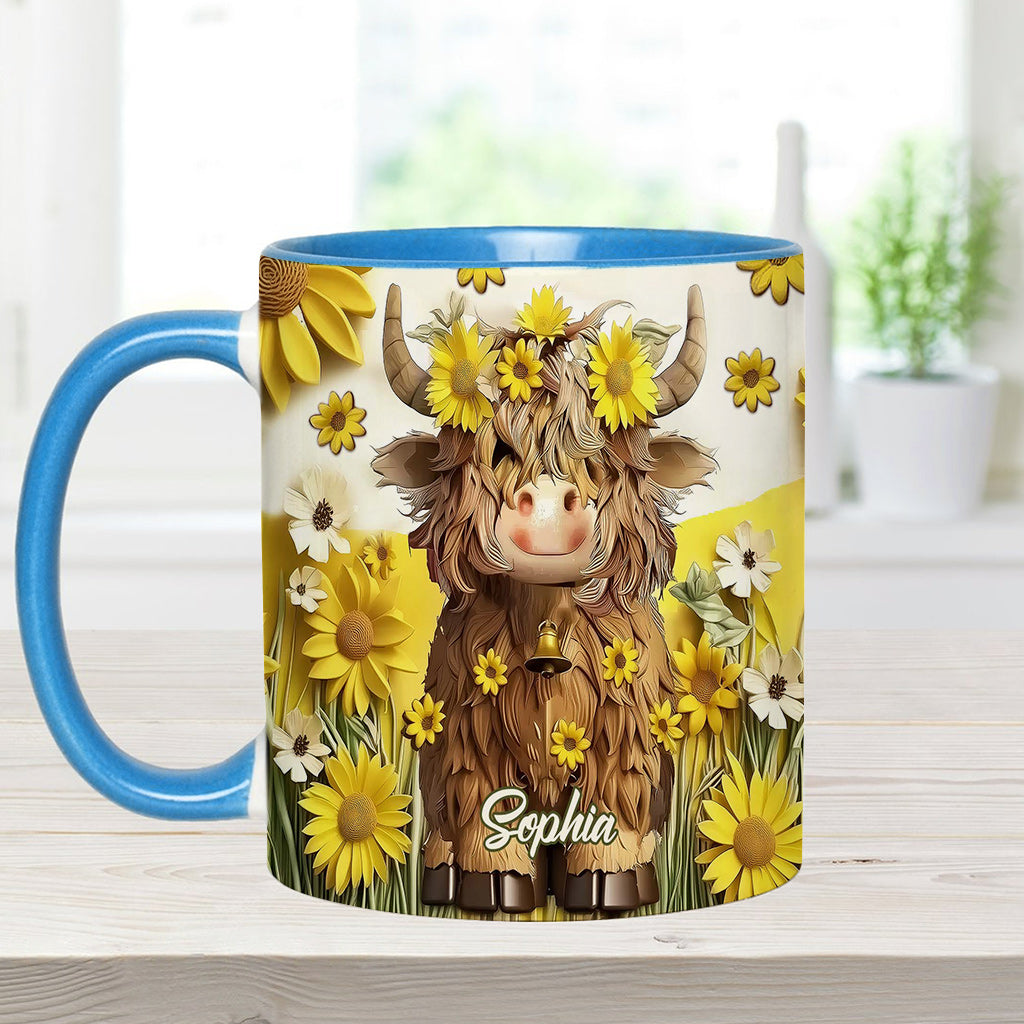 Niedliche Hochlandkuh - Personalisierte Tasse