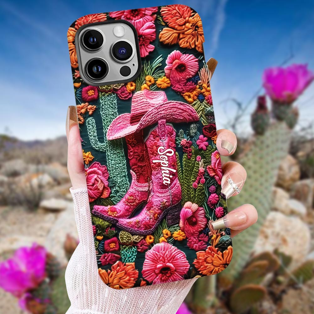 Pink Cowgirl – Personalisierte Handyhülle im Country-Girl-Stil mit Volldruck