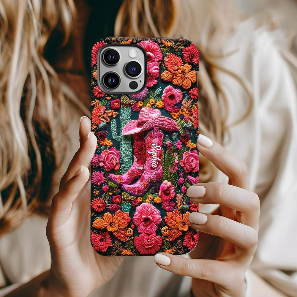 Pink Cowgirl – Personalisierte Handyhülle im Country-Girl-Stil mit Volldruck
