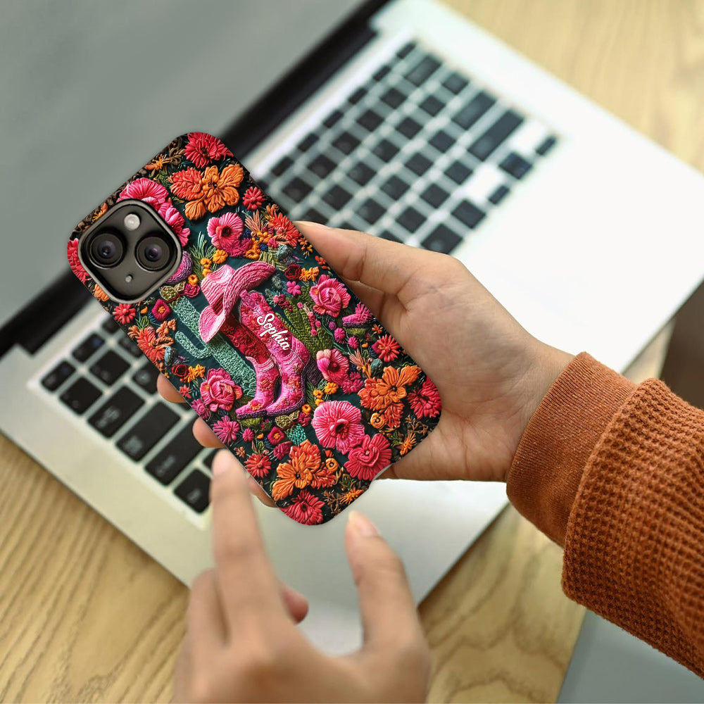 Pink Cowgirl – Personalisierte Handyhülle im Country-Girl-Stil mit Volldruck