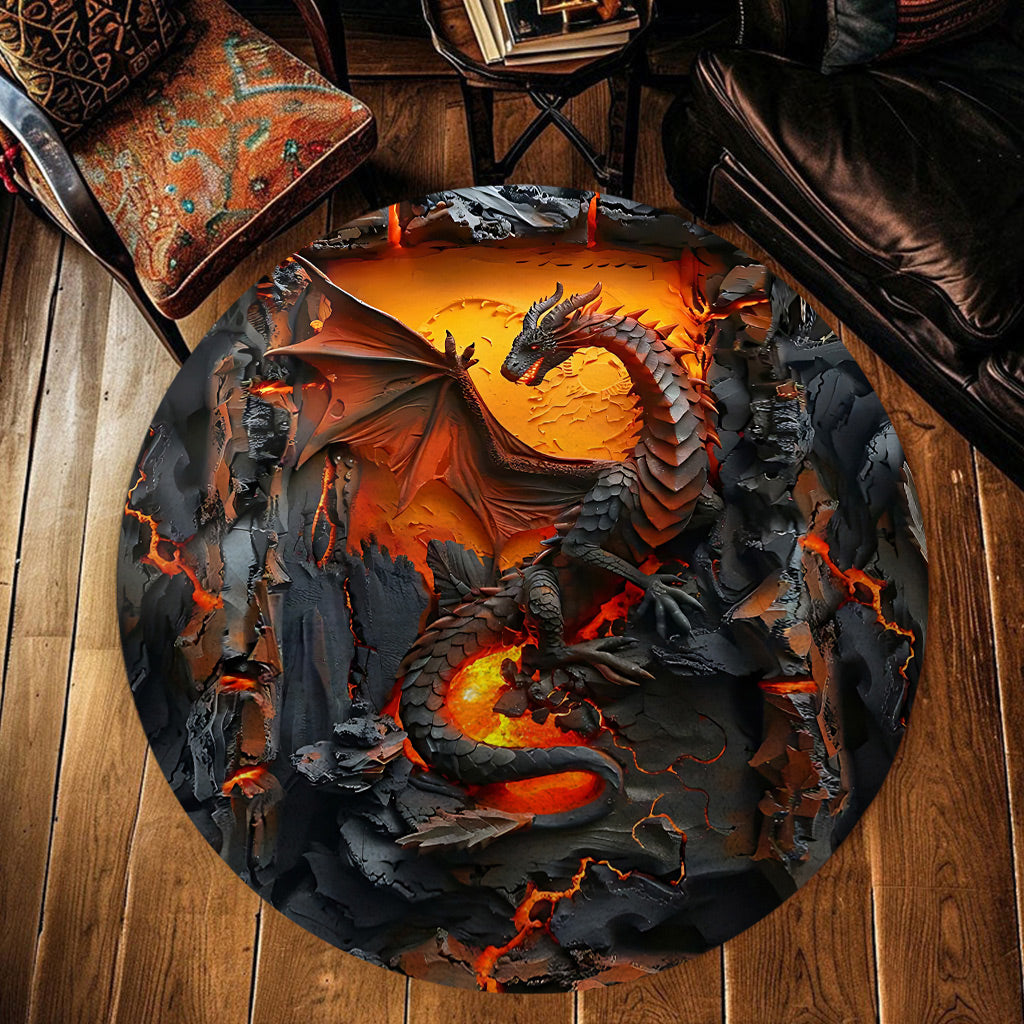 Heart Of A Dragon - Dragon Round Rug