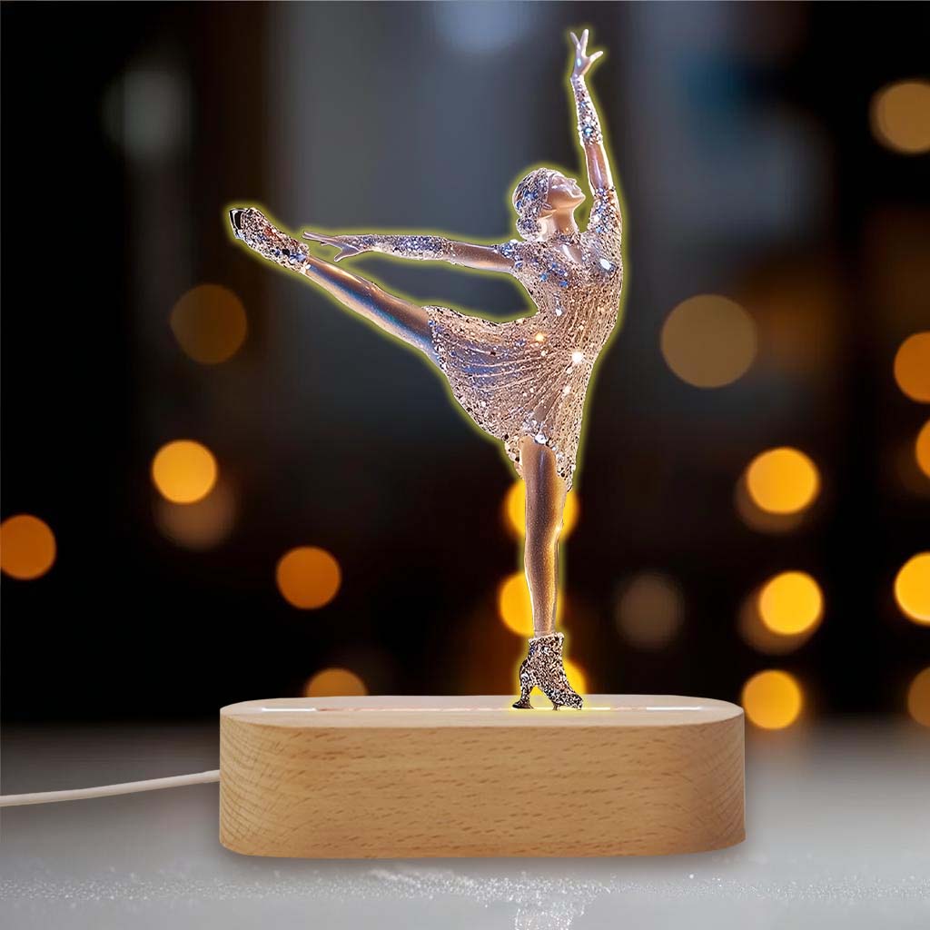 Plaque lumineuse personnalisée en forme de patineuse étincelante - Socle lumineux