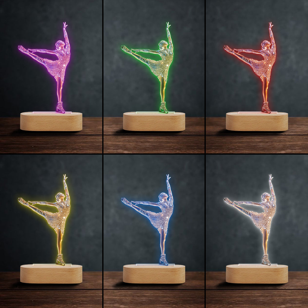 Plaque lumineuse personnalisée en forme de patineuse étincelante - Socle lumineux
