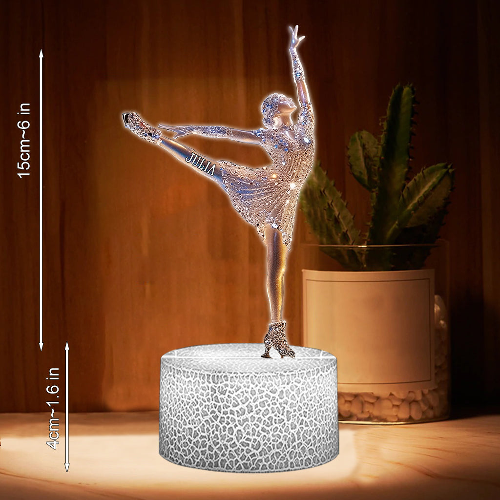 Plaque lumineuse personnalisée en forme de patineuse étincelante - Socle lumineux