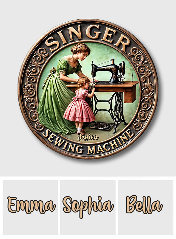 Singer Nähmaschine - Personalisiertes Nähmaschinen-Rundschild aus Metall