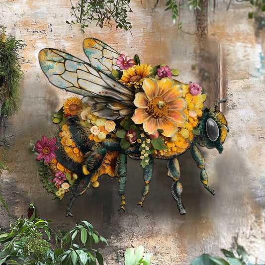 Superbe abeille de jardin - Panneau en métal découpé pour le jardinage