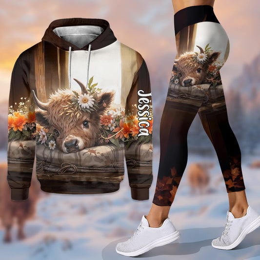 Just A Girl Who Loves Highland Cows - Personalized Highland Cow Hoodie and Leggings