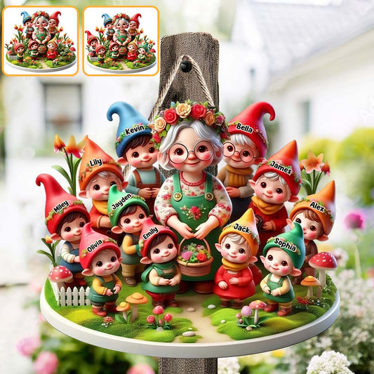 Nana's Gnomes - Personalized Gardening Custom Shaped Wood Sign
