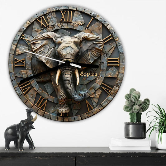 Atemberaubende personalisierte Elefanten-Wanduhr von Eleplant