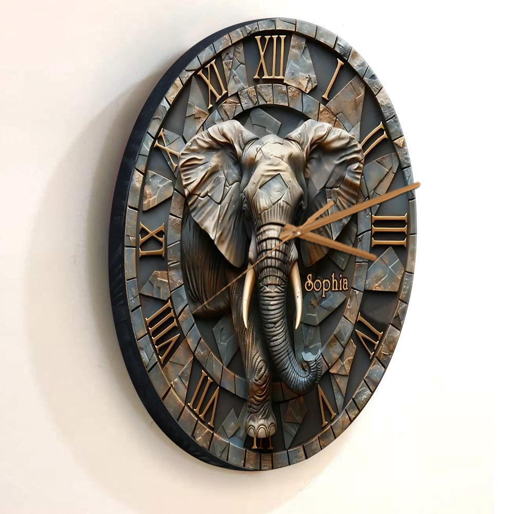 Atemberaubende personalisierte Elefanten-Wanduhr von Eleplant
