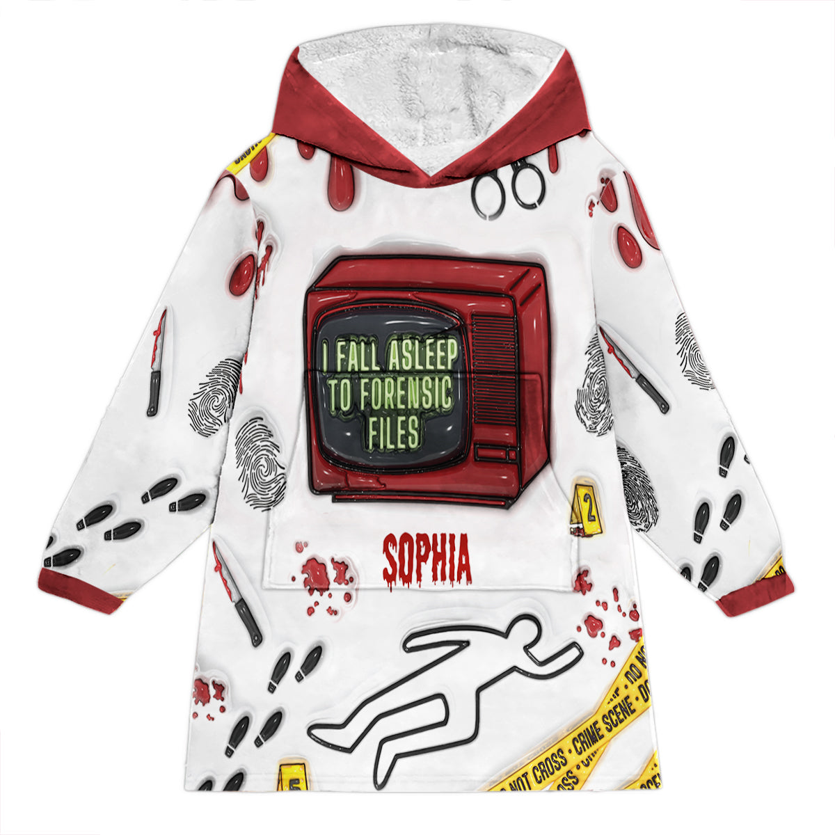 Ich schlafe für forensische Akten ein – personalisierter Deckenhoodie