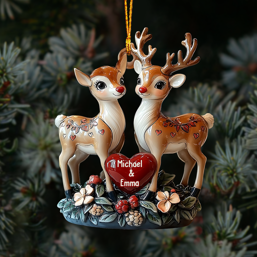 Loving Reindeer - Personalized Couple Ornament