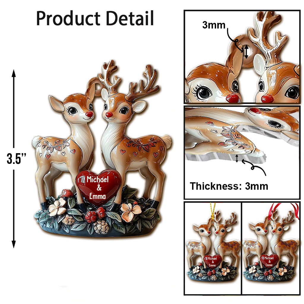 Loving Reindeer - Personalized Couple Ornament
