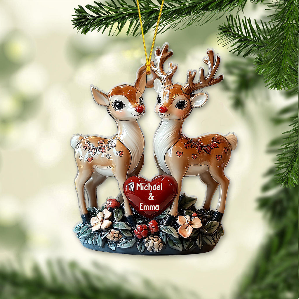 Loving Reindeer - Personalized Couple Ornament