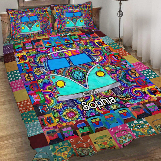 Hippie-Van – Personalisiertes Hippie-Bettdecken-Set