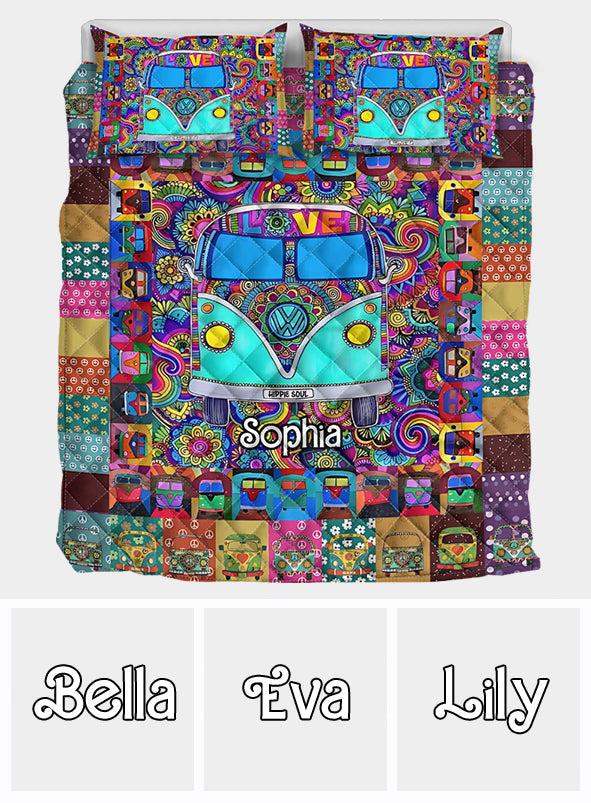Ensemble de courtepointe hippie personnalisé Hippie Van