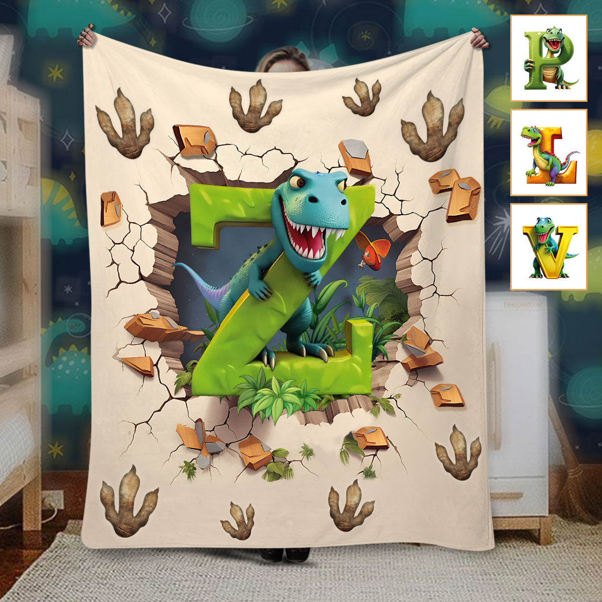 Couverture enfant personnalisée « J’adore les dinosaures »