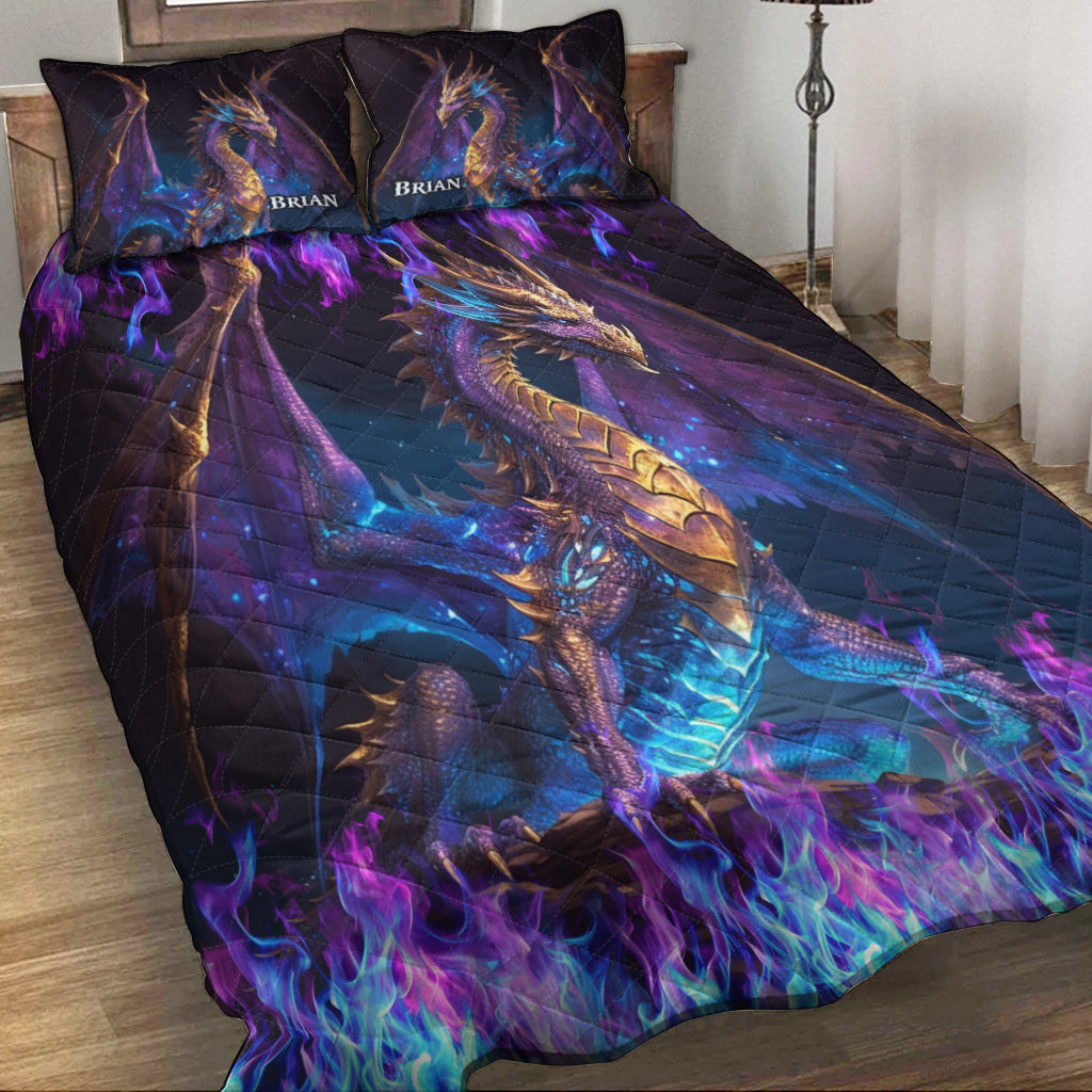 Ensemble de courtepointe Dragon personnalisé « J’adore les dragons »
