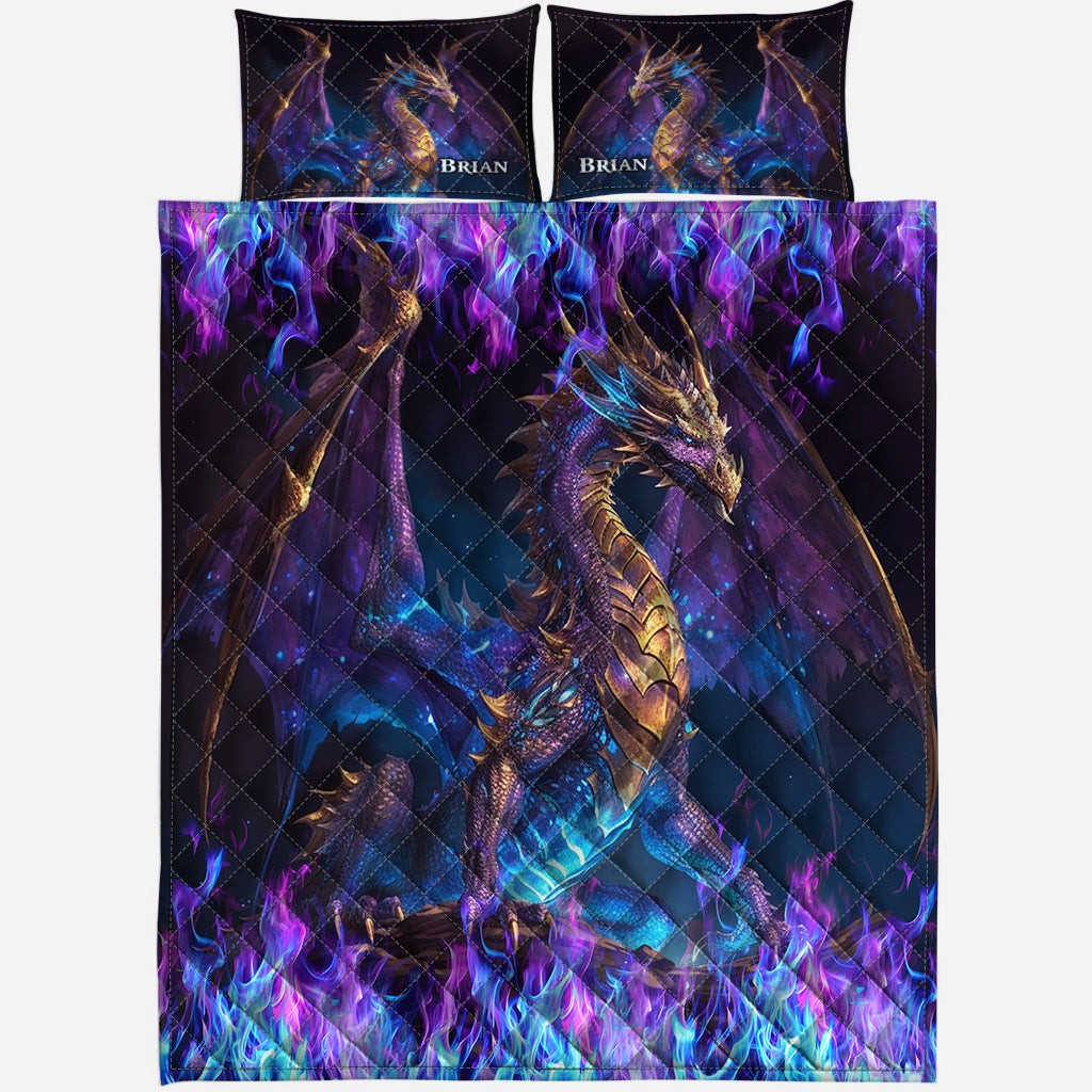 Ensemble de courtepointe Dragon personnalisé « J’adore les dragons »