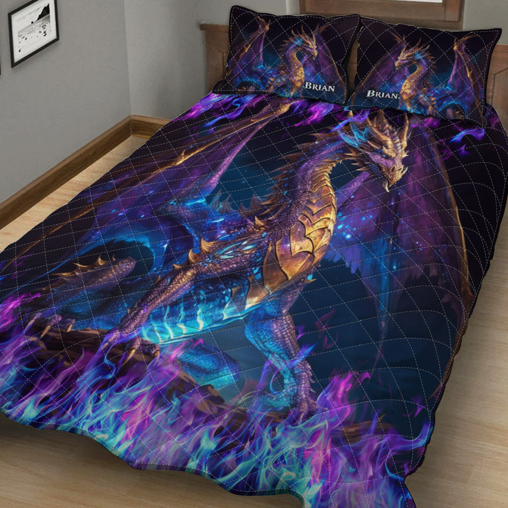 Ensemble de courtepointe Dragon personnalisé « J’adore les dragons »