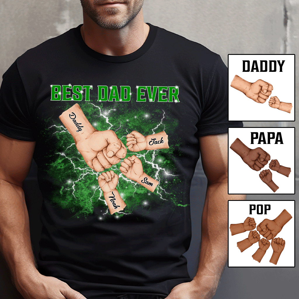 Bootleg Father & Kids Fist Bump - Personalized Father T-shirt And Hoodie