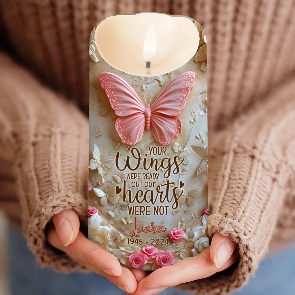 Your Wings Were Ready - Personalized Memorial Flameless Candle
